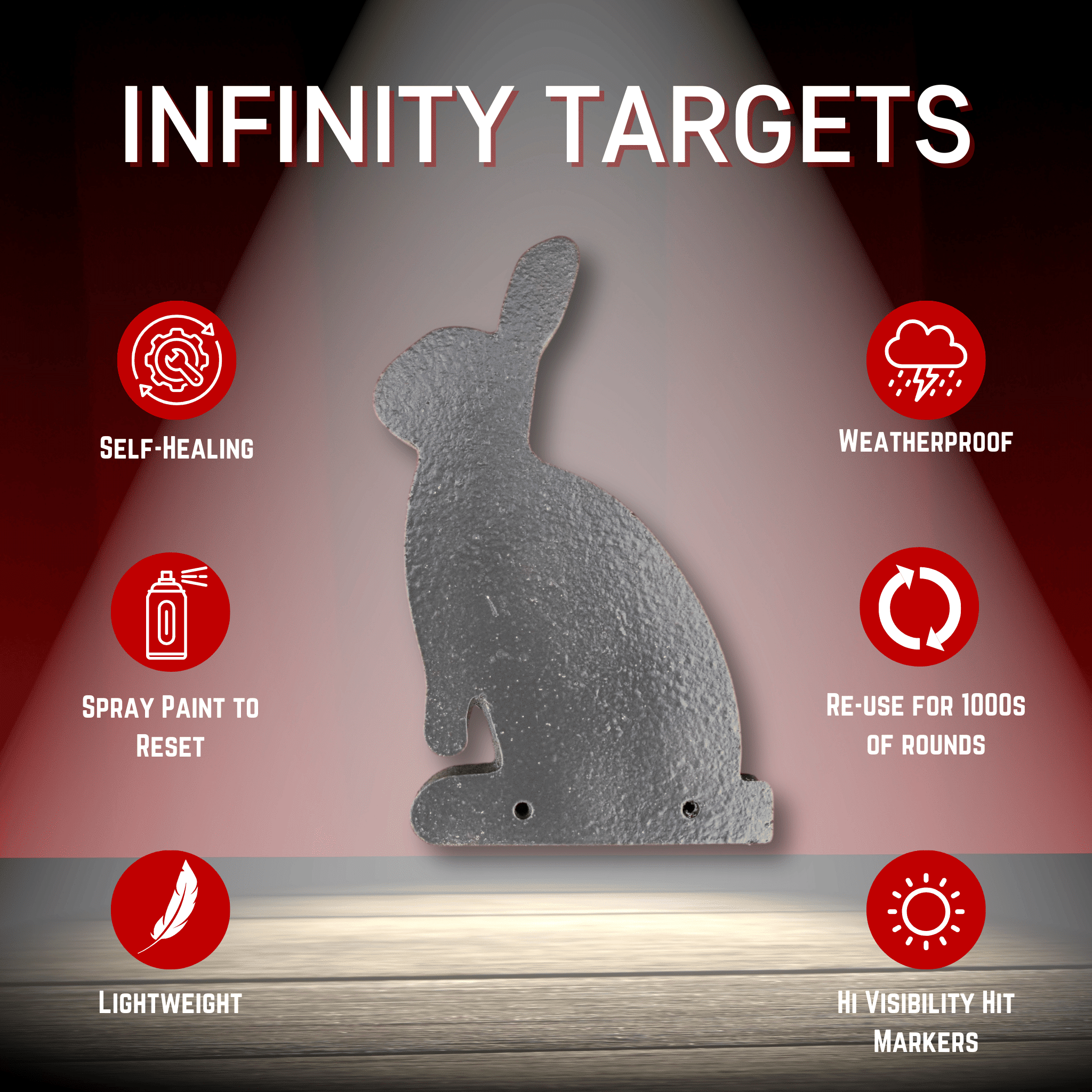 Rabbit Plinker Infinity Target – Self-Healing Reactive Shooting Target for Rimfire & Airguns, No Reset Needed, Durable & Weatherproof for Hunting Practice & Backyard Plinking