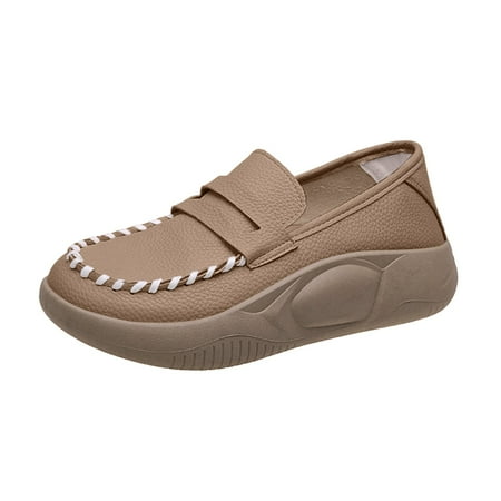 KELINFONG Womens Slip on Wedge Moccasin Loafers Casual Walking Shoes Cute Platform Sneakers