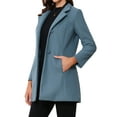thumbnail image 5 of INSPIRE CHIC Women's Coat Mid Length Stand Collar Single Breasted Winter Outerwear Overcoat S Grey Blue, 5 of 7