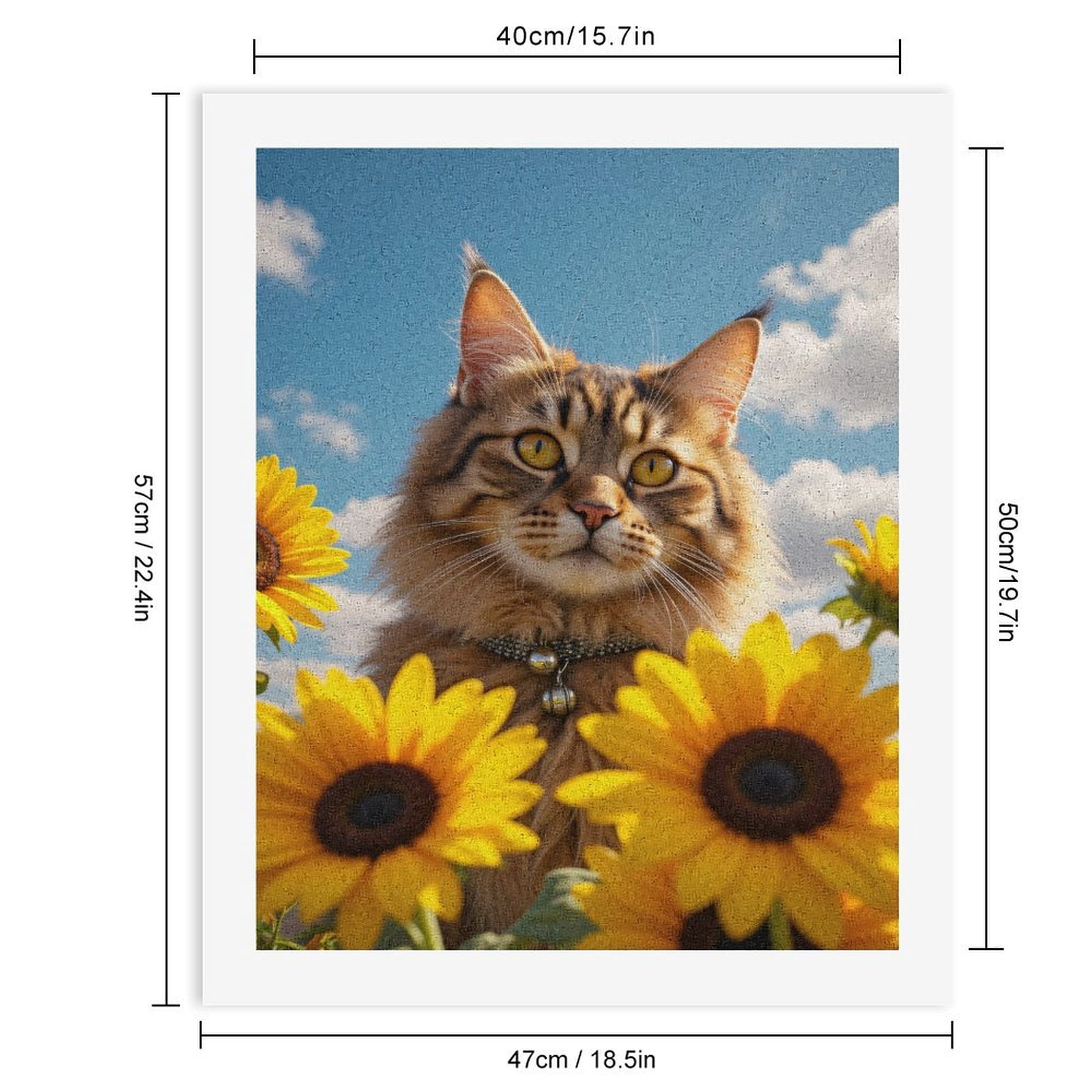 Paint By Numbers Kit for Adults Beginner - DIY Cat Among Sunflowers Sky Serene Canvas Painting Kits for Adults, Frameless Paint By Number for Adults for Home Wall Decor 16x20 Inch