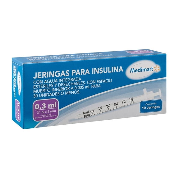 Jeringas para insulina Medimart 0.3 ml 31 g x 6 mm 10 pzas