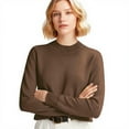 thumbnail image 4 of Sweaters for Women Long Sleeve Lightweight Crewneck Soft Basic Knit Loose Fit Pullover Top 2025 Fall Trendy OutfitsBrown XL, 4 of 4