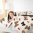 thumbnail image 3 of Manfei Brown Leopard Print Bow Twin Comforter Sets,Sweet Cherry Bowknot Bedding Set,Black Reversible,2 Pieces,1 Comforter and 1 Pillowcase, 3 of 7