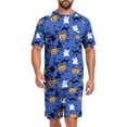 thumbnail image 2 of Leidass Mens Halloween Pajama Set Short Sleeve Sleepwear Lounge Set Crew Neck Tee and Shorts Casual Homewear Two Piece Outfit Sky Blue 3XL, 2 of 7