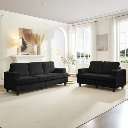 Puremind 2 Piece Living Room Sofa Set, Chenille 3 Seat Sofa and Loveseat Sets, Modern Sectional Couch Sets for Living Room/Apartment/Office, Dark Gray