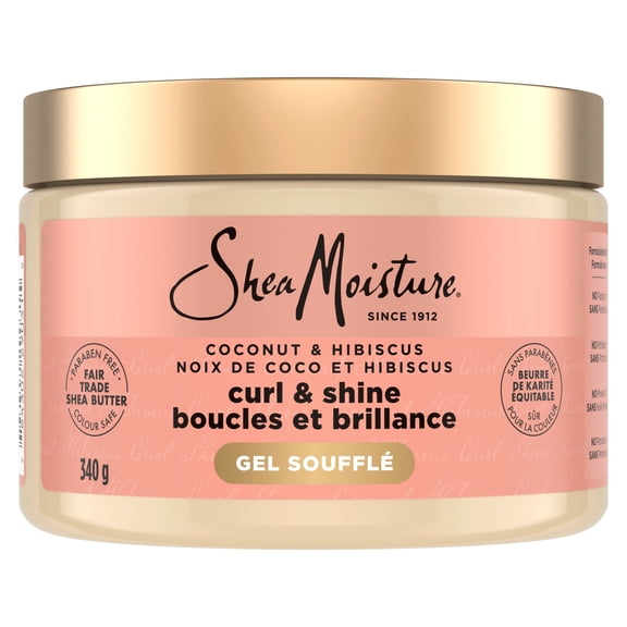 SheaMoisture Curling Gel Souffle For Thick, Curly Hair Coconut And Hibiscus To Moisturize And Protect Hair ,12 oz