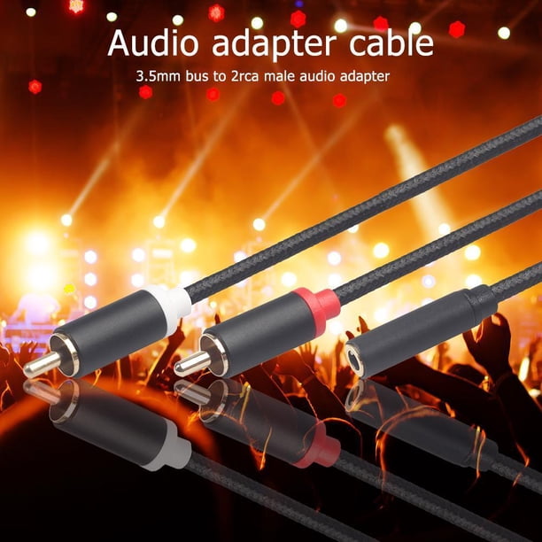 Cable de audio adaptador de 2RCA macho a hembra de 3,5 mm para auriculares DVD VCD de cine en casa