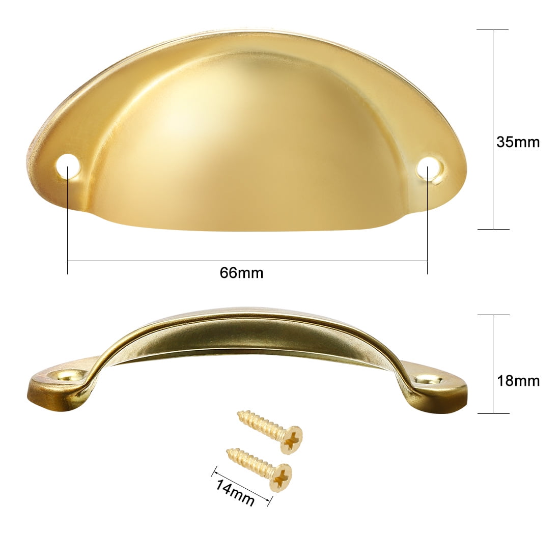 10pcs Cup Drawer Pull Kitchen Cabinet Handle Gold Tone 66mm Hole Centers