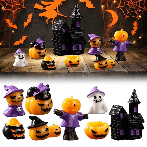 Miniature Halloween Horror Figurines, Spooky Decorative Statues for Tabletop, Shelf, Mantel, Haunted House, Party Scenes, Gothic Displays and Seasonal Home Decor, A