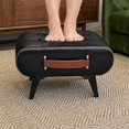thumbnail image 6 of SOULART Leather Storage Stool with Metal Legs & Handles, Modern Square Footrest Ottoman with Hidden Storage for Living Room, Black, 6 of 10