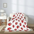 thumbnail image 2 of Rateoe Hand Drawn Strawberry Pattern Flannel Throw Blanket, Ultra-soft Blanket for Bed, Couch, Car, Hypoallergenic Anti-pilling blanket-40"x30"(Vertical), 2 of 6