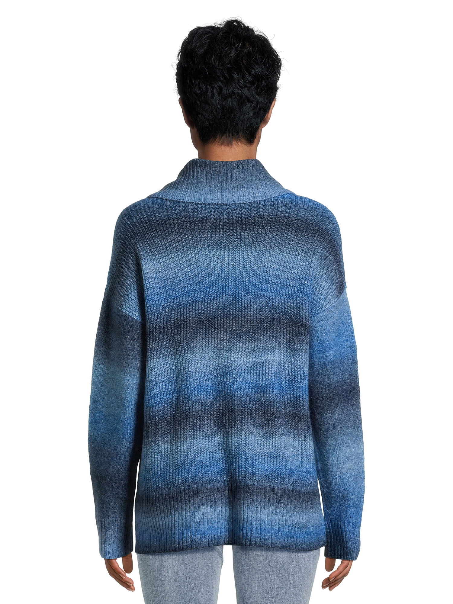 Time and Tru Women's Ombre Cowl Neck Sweater, Midweight, Sizes XS-XXXL