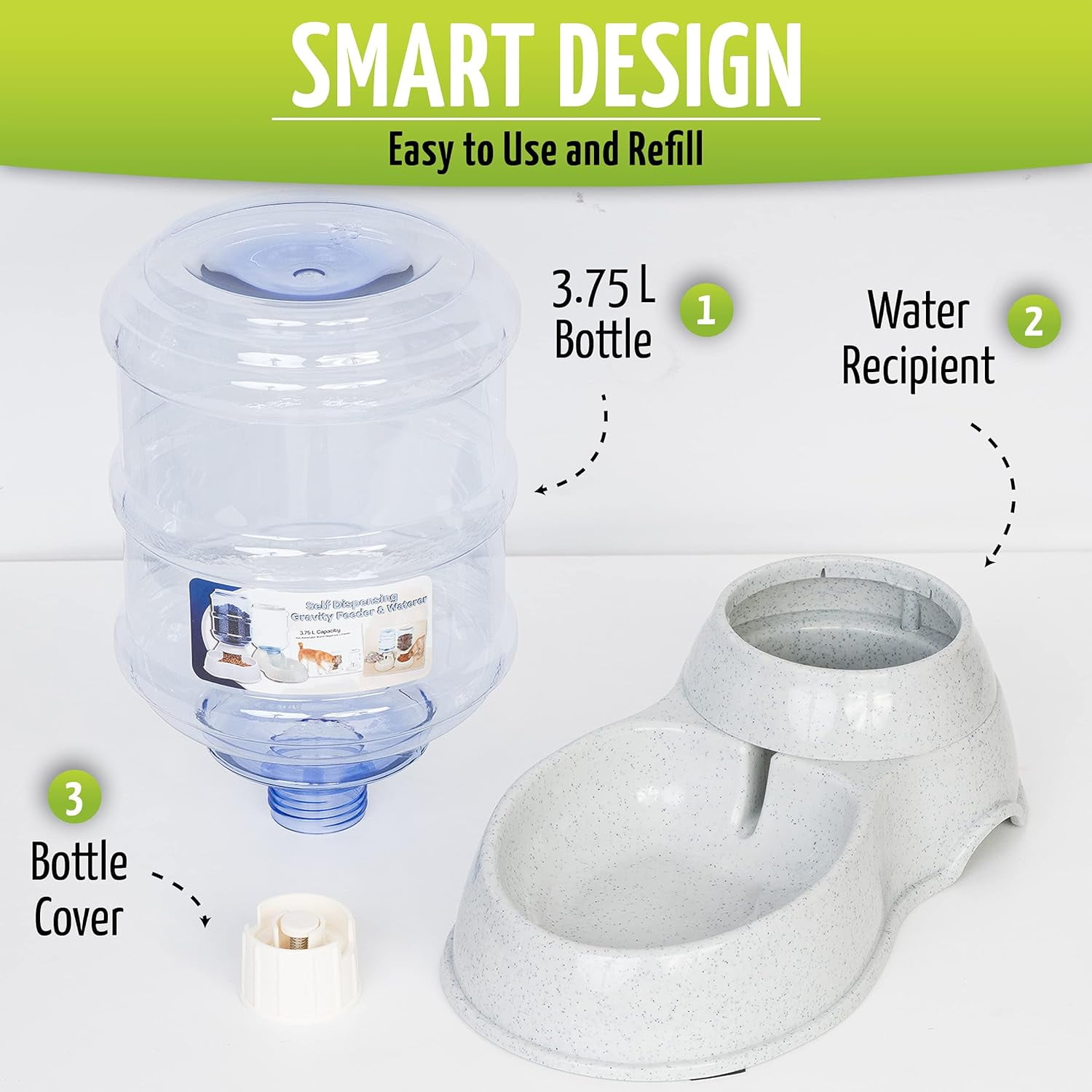 Zone Tech Gravity Pet Food Dispenser Automatic Water Bowl Feeding Station for Cats and Dogs Walmart