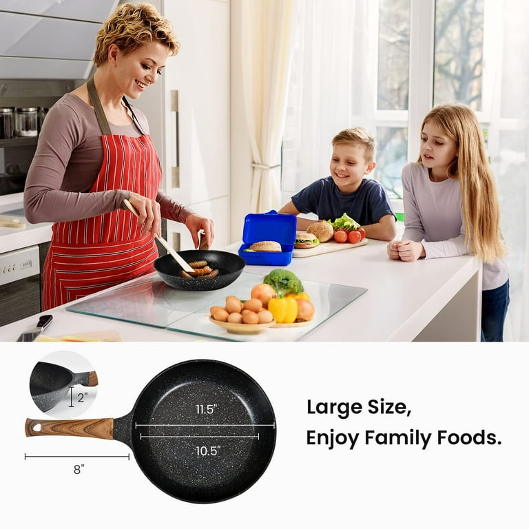 JEETEE 10 Inch Nonstick Frying Pan, Stone Coating Cookware, Nonstick  Omelette Pan with Heat-Resistant Handle, Induction Skillet for Eggs (Grey)