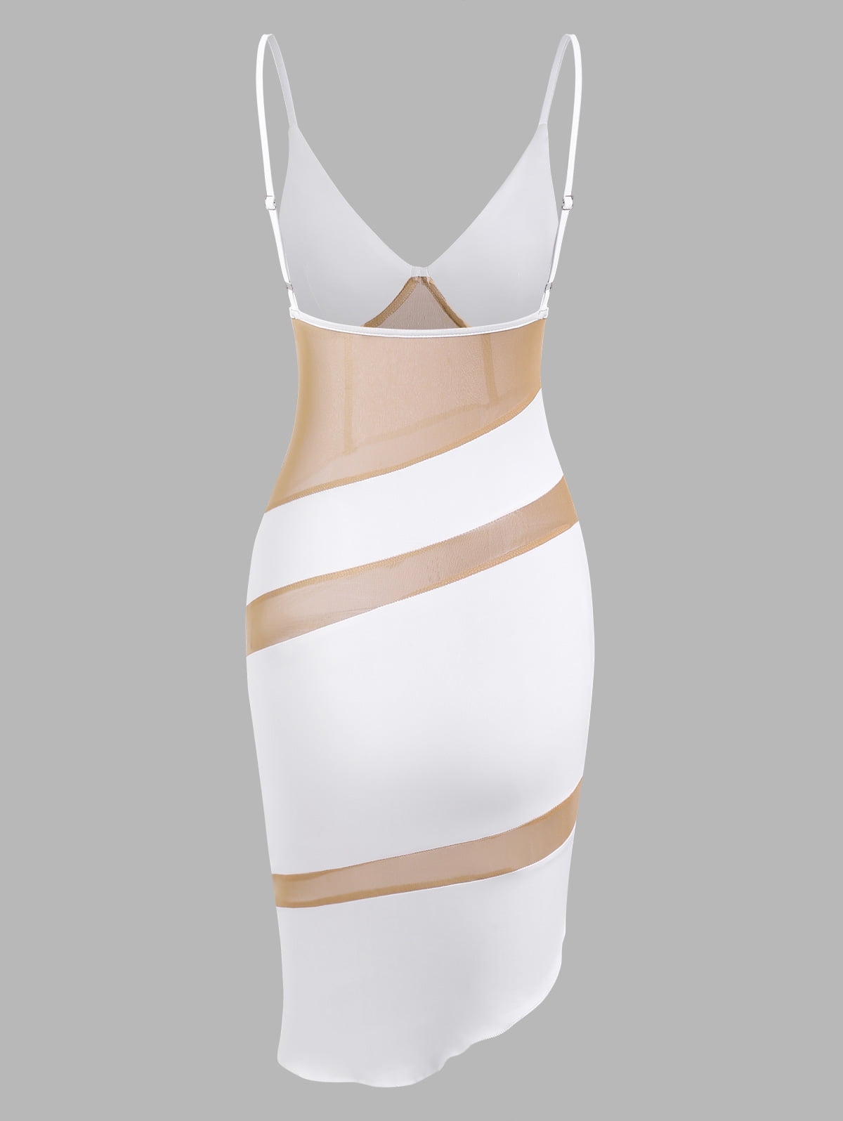 embellished mesh tattoo dress Anna White Rhinestone Mesh Mini Dress - XL Size - Women's Dresses