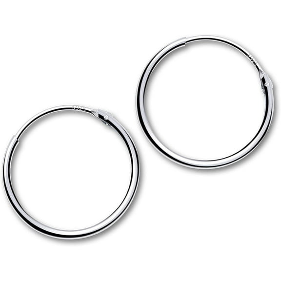 S925 Sterling Silver Lightweight Endless Hoop Earrings Round Flexible Thin Continuous Hoops[u644]