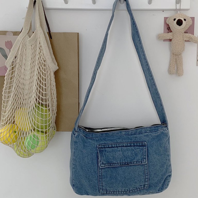 All Match Denim 3 Zipper Handbag Shoulder Bag