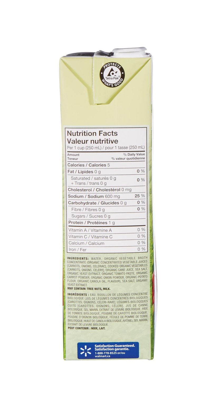 Bouillon de légumes biologique de Great Value 946 ml