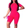thumbnail image 2 of KOMOO Women 2Piece Bodycon Outfits Short Sleeve T-Shirt High Waist Shorts Yoga Tracksuit Sets, 2 of 3
