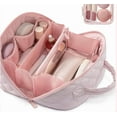 thumbnail image 3 of Travel Makeup Bag for Women, 180° Lay-Flat Cosmetic Organizer with 5 Compartments, Waterproof & Machine-Washable Puffy Toiletry Bag for Full-Size Skincare, Brushes & Essentials (A), 3 of 7
