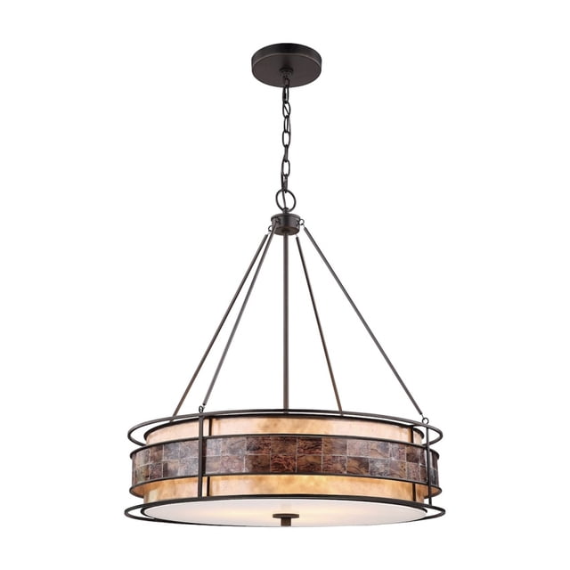 ELK Lighting Tremont 3 Light Chandelier In Tiffany Bronze With Tan And Brown Mica