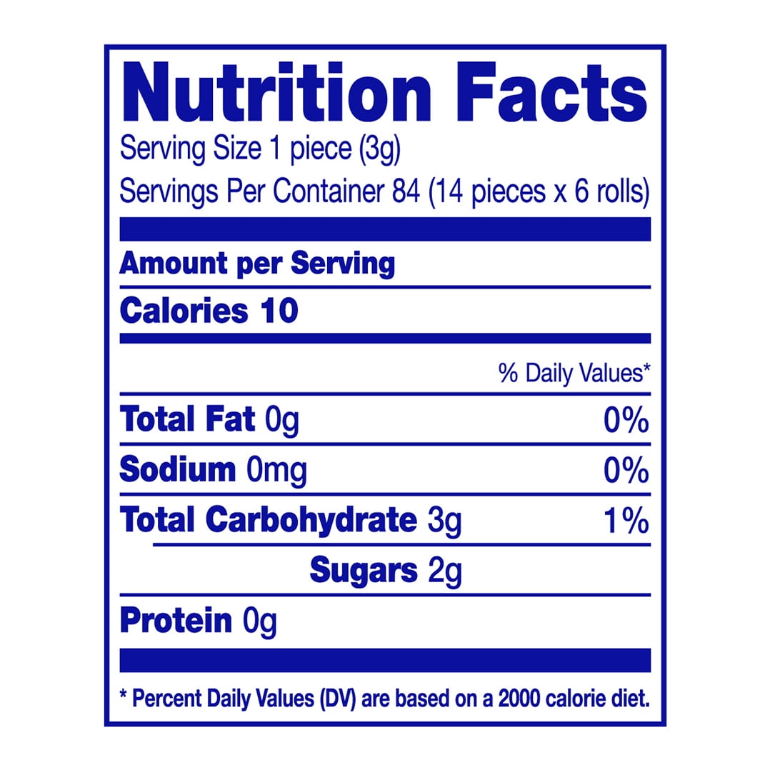 Mentos Chewy Breath Mints Candy Roll, Peppermint, Peanut Free, Regular Size, 1.32 oz, 6 Count
