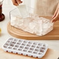 thumbnail image 1 of Herramientas de bandeja de cubitos de hielo de doble capa de molde de hielo DIY con tapa y pala de hielo (blanco), 1 of 5