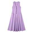 thumbnail image 3 of JMYHOAM Robes pour Femmes Robes d'Été pour Femmes Robe Débardeur en Lin Ample avec Poches Manches Trois-Quarts Longue Robe, Violet, P-TTG, 3 of 7