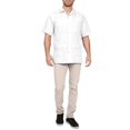 thumbnail image 4 of J. METHOD Men's Short Sleeve Cuban Guayabera Button Down Shirts Classic Embroidered 4 Pockets Casual Top NEMT112 White 2XL, 4 of 6