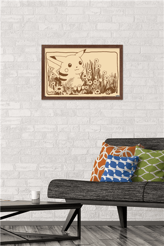 Pokémon - Pikachu Sepia Wall Poster, 14.725" x 22.375" Framed