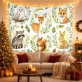 thumbnail image 3 of Woodland Animals on Cream Background Peaceful Watercolor for Kids Nursery, Forest Animal Wall Art Birthday Gift Tapestry Wall Hanging for Bedroom and Playroom, 3 of 7
