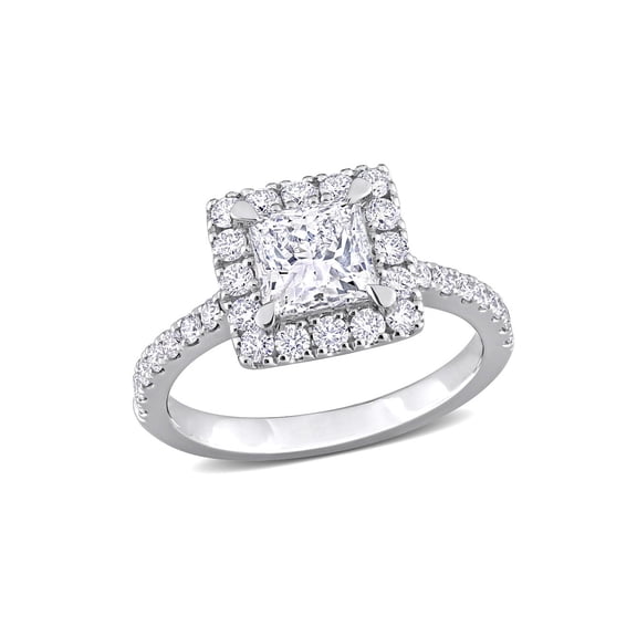 2.00 Carat (Ctw VS1-VS2) Lab-Grown Princess Cut Diamond Halo Engagement Ring in 14K White Gold for Women