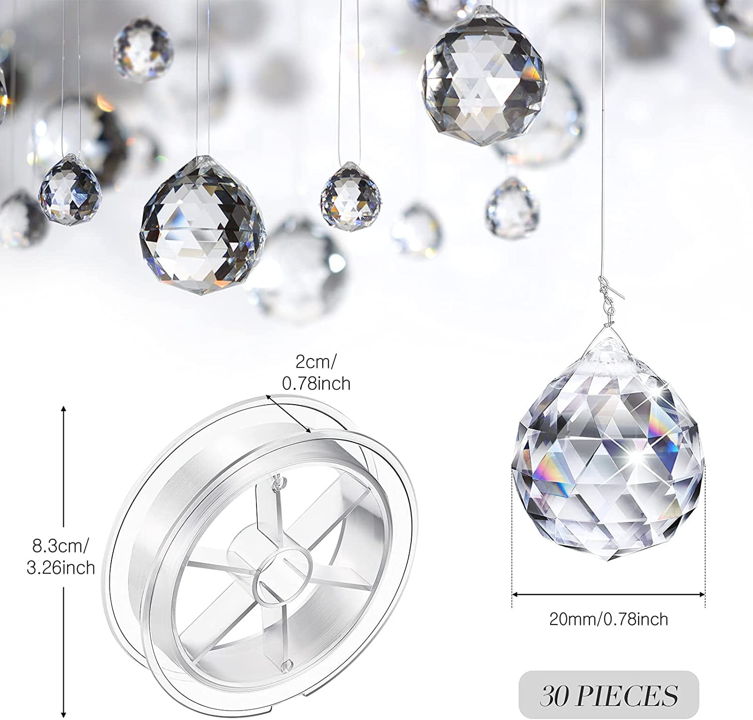 US Red Rainbow Suncatcher Ball Crystal Pendant Chandelier Light Part 6.5" 