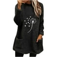 thumbnail image 2 of Graphic Hoodies for Women Oversized Cute Print Sherpa Fuzzy Fleece Long Sleeve Hooded Sweater with Pockets Loose Plush Casual Pullover Sweatshirt 2025 Winter Warm Tops, 2 of 4