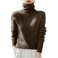 thumbnail image 3 of Nfurl Womens Turtleneck Sweaters Cozy Long Sleeve Solid Color Sweater Base Layer Top Fitting Ladies Fall Clothes Knitwear Khaki XXL, 3 of 4