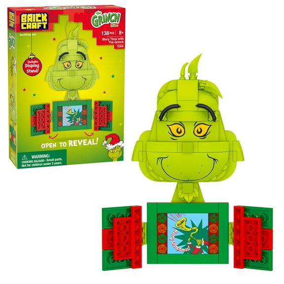 Brickcraft The Grinch Story Time with the Grinch Decoration Building Kit (138-Piece Set), Christmas Decoration, Holiday Collectible Brick Toy