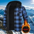 thumbnail image 4 of yillto Men Big and Tall Plaid Cardigan Hooded Button down Fleece Warm Long Sleeve Fall Winter Coats Jackets, 4 of 5
