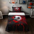 thumbnail image 2 of Manfei Soccer Sports Twin Sheets, Neon Lightning Bedding, Teal Crack Glow 3 Pieces(1 Flat Sheet, 1 Fitted Sheet and 1 Pillowcase), 2 of 6