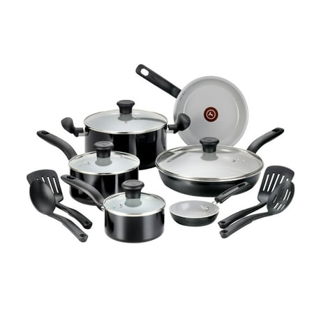 UPC 032406054219 product image for T-fal Initiatives Ceramic Cookware  14 piece Set  Black | upcitemdb.com