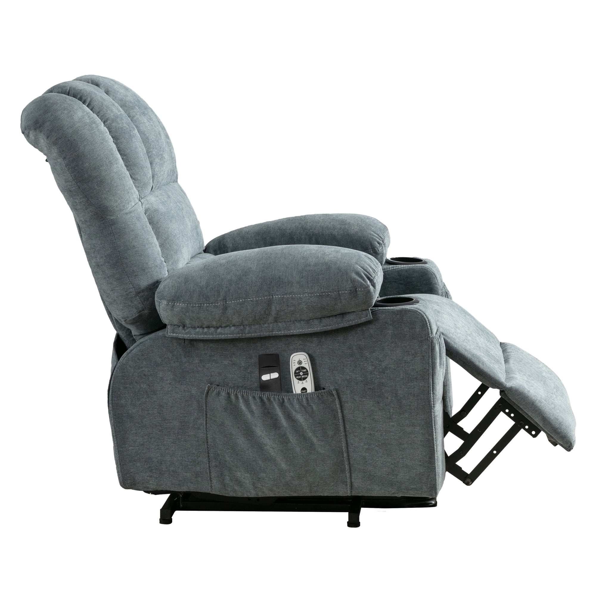 Segmart Power Lift Recliner Chair for Elderly with Massage & Heat, 350lbs Capacity, Soft Linen Fabric, Remote Control, USB Port, Blue – Electric Lounge Chair for Living Room