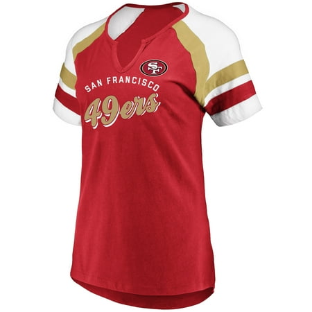 - Women's Majestic Scarlet/White San Francisco 49ers Defensive Victory V-Notch T-Shirt