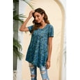 thumbnail image 4 of ENMAIN Women's Summer Tunic Tops Casual Swing Short Sleeve Shirts Plus Size Blouse Green Paisley M, 4 of 8