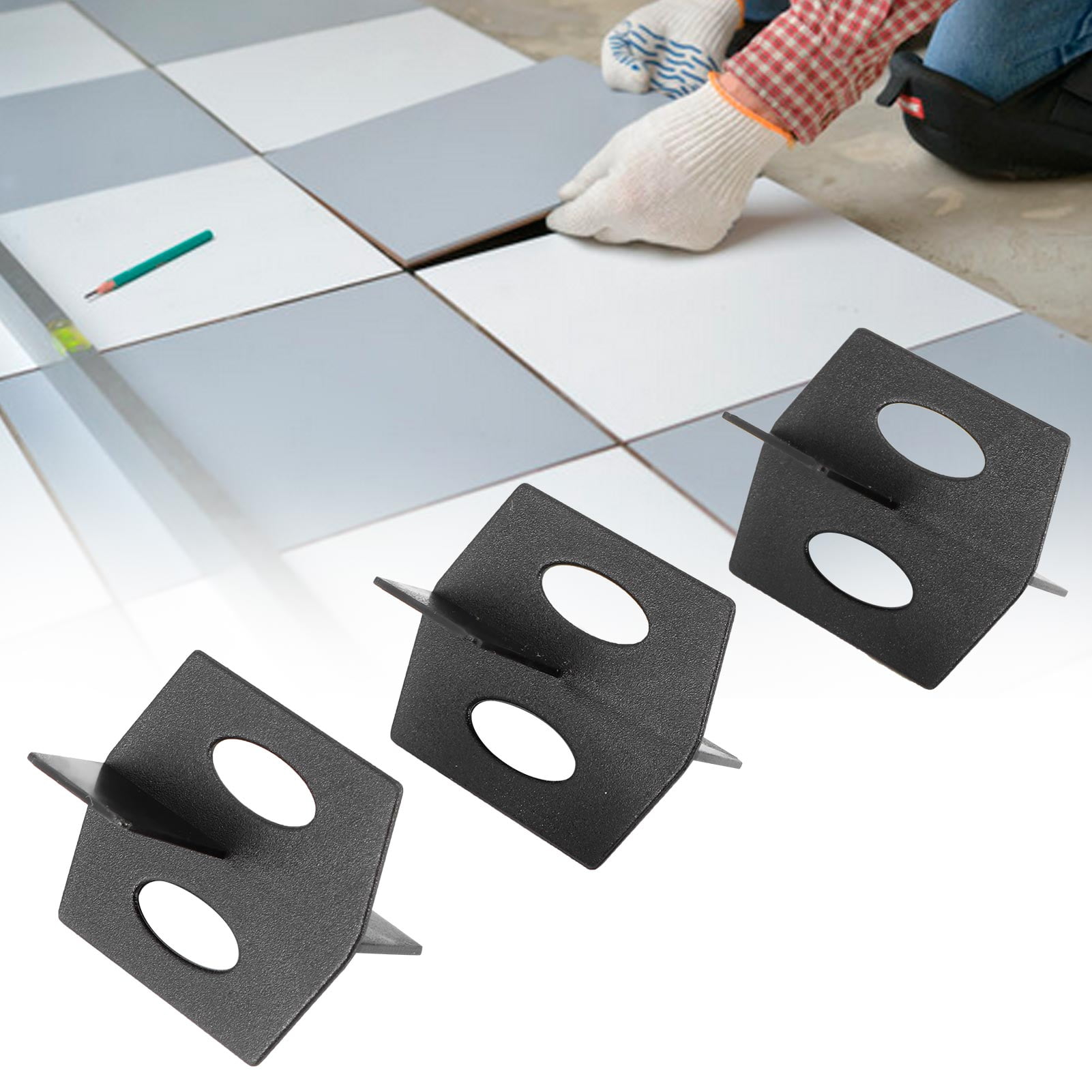 Tebru Tile Leveling System,Floor Tile Leveler,200Pcs Multifunction Ceramic Tile Leveler Floor Wall Tiles Leveling Installation Tools Black