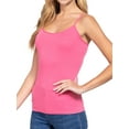 thumbnail image 3 of Juniors Solid Plain Adjustable Spaghetti Strap Layering Cropped Camisole Tank Top (Candy Pink, L), 3 of 4
