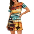 thumbnail image 1 of Balery Beach Umbrella Sunset Camisón de manga corta con cuello redondo para mujer, cómodo y elegante., 1 of 6