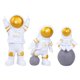 thumbnail image 1 of Estatua de astronauta de 3 piezas, juguetes educativos, decoración de pasteles de astronauta para hotel Dorado, 1 of 8