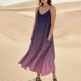 thumbnail image 2 of WTOBBY Women's Summer Casual Loose Long Beach Vacation Dresses Gradient Print Sleeveless with Pockets for Travel and Resort Wear,Purple S, 2 of 5