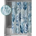 thumbnail image 3 of Small Stall Shower Curtain 48x72 Inch Narrow Half Size Blue Botanical Bath Curtains Bathroom Decor Watercolor Spring Summer Leaf Pastoral Waterproof Fabric Shower Curtain Set with Hooks 48 Inch, 3 of 6