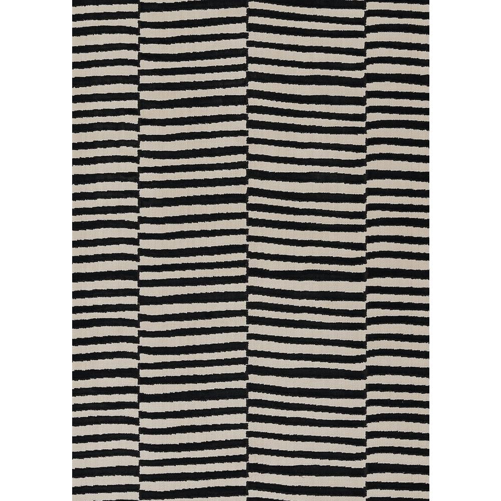 Momeni Xander Polyester Blend Striped Black Area Rug 9'3" X 12'6"