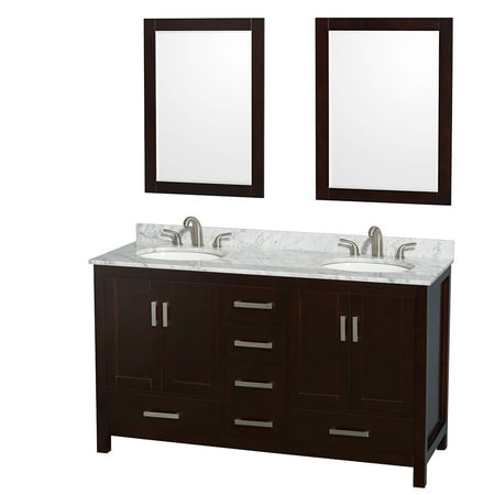 Wyndham Collection WCS141460DES Sheffield 60-in. Double Bathroom Vanity Set with Mirrors - Espresso